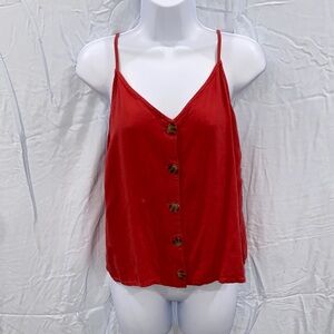URBAN Romantics Red Camisole with Button Detail Adjustable Spaghetti Straps L